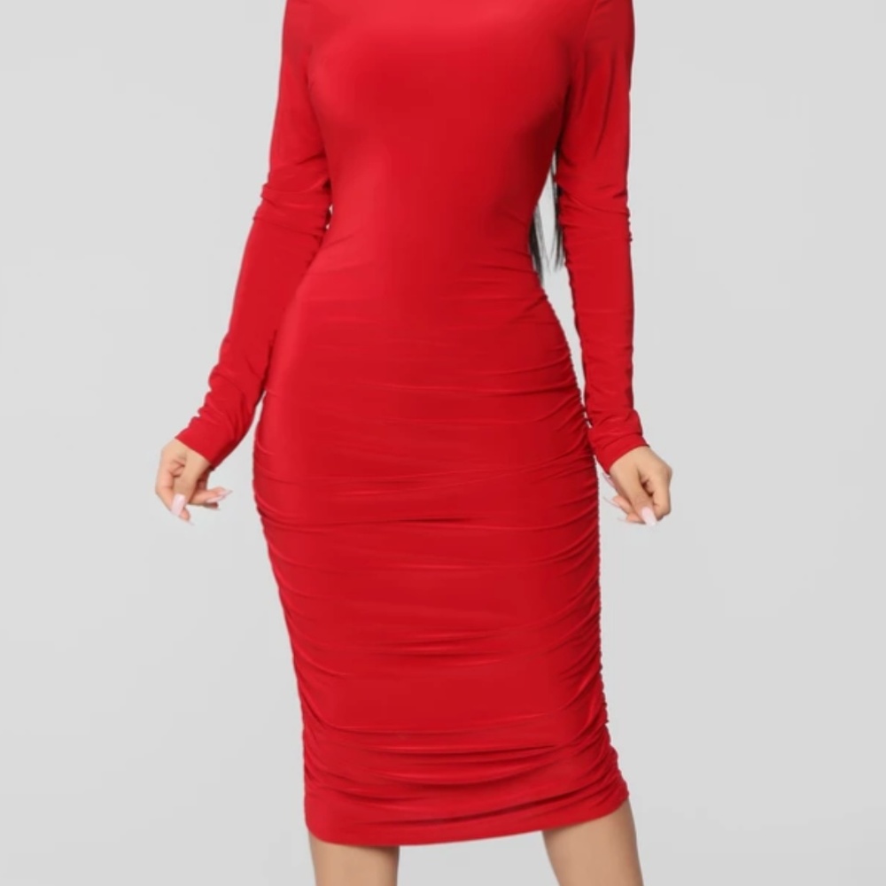 Pure Envy Ruched Midi Dress